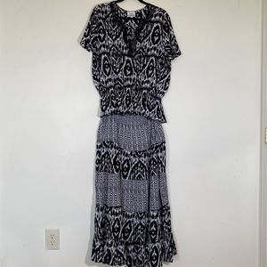 Oso casual two piece skirt, size extra, large, black, and white